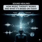 A serene, artistic illustration of the concept of sound healing.